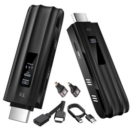 Wireless HDMI Transmitter and Receiver,2025 New Upgraded LED Display,4K Decode 1080P Output,Plug and Play Portable 2.4G/5G,Compatible with PC/Laptop/Camera/HDTV/Projector/TV Box