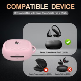 for Beats Powerbeats Pro 2 Case Cover, Soft Silicone Shockproof Protective Skin Cover for Beats Powerbeats Pro 2 2025 with Cleaner Kit & Carabiner, Top Logo Visible (Pink)