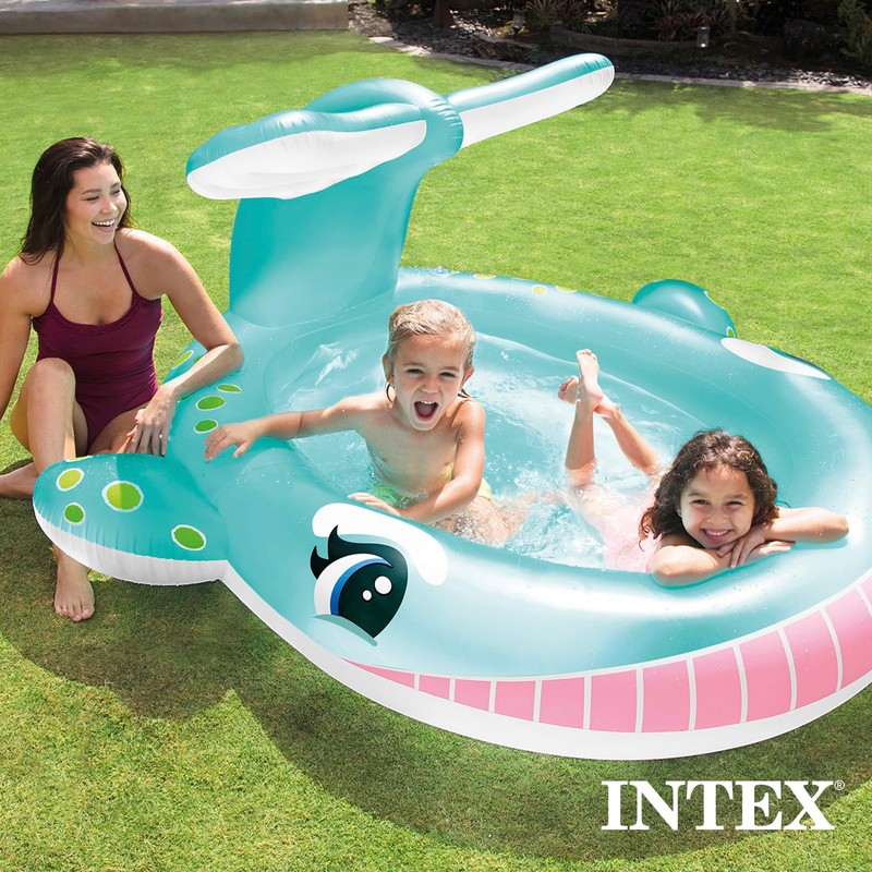 Intex 57440EP Inflatable Whale Spray Kiddie Pool for Kids 2+,