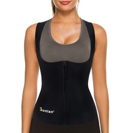 Junlan Corset Slimming Sweat Belt for Slimming Corset Top Slimming Belt Waist Trainer Women's Fitness Tank Top, black