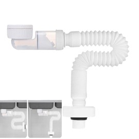 Flexible Waste Pipe, 1 1/4" Bathroom Sink Plumbing Parts, Odour-Proof Sink Waste Trap, Replaceable Drain Down Hose, Extensable 320-780 mm Sink Waste Pipe