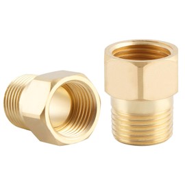 Brass Pipe Fitting Reducer Adapter1/2" NPT Female X 1/2" NPT Male Extension Connector （2-Pack）, 1/2 Inch Male to 1/2 Inch Female Pipe Fitting Adapter, Brass Pipe Extension Fittings