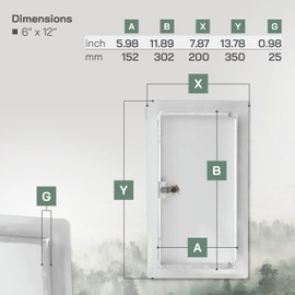 Vent Systems 6" x 12" Inch Lockable Metal Access Panel with Key - Access Door for Inspection, Plumbing and Electrical Utility Service - Drywall, Wall and Ceiling Mount Wall Plate - Crawl Space Door