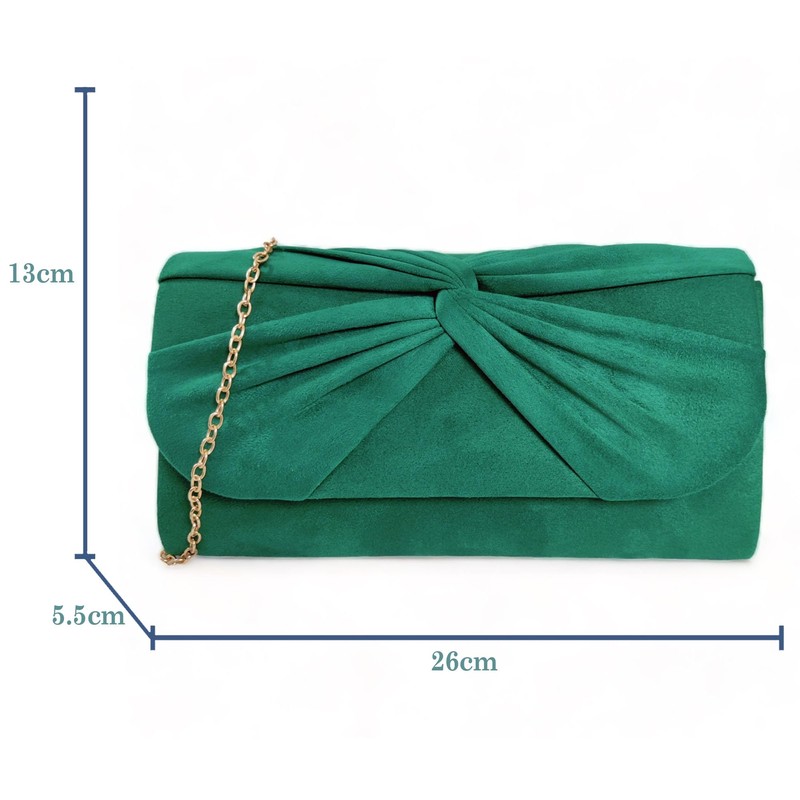 Suede Pleated Style Bridal Prom Wedding Evening Clutch Party Purse