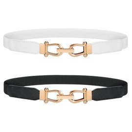 JasGood Pack of 4 Belts for Dress Belts Women's Stylish Belt with Simple Style Unique Design Women's Belt Elegant and Fashionable for Short & Long Skirt Dress, A02-Black+White