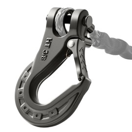 Winch Hook 3/8'' Max 35,000 Lbs, Forged Steel Winch Hook 3/8 Inch Clevis Safety Hook with Safety Latch, Heavy Duty Winch Tow Clevis Slip Hook for Synthetic Rope Winch Cable for SUV, Truck, Black