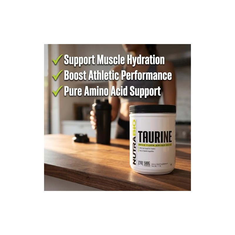 NutraBio 100% Pure Taurine Powder - 500 Grams by NutraBio