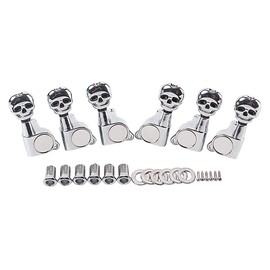 Alnicov Skull Head Sealed Gear Guitar Tuning Pegs Tuners Machine Heads 3R3L for Electric Guitar Parts Silver
