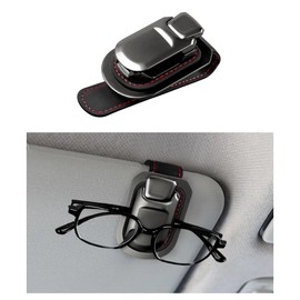 DXNQ Sunglassess Holder for Car Visor, Alloy Snap-On Visor Glasses Hanger Clip-On Sunglasses Holder, Universal Vehicle Sun Visor Eyewear Glasses Holder Clip, Car Accessories (Black)