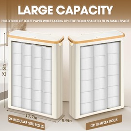 Cinnvoice 1 Pcs 55L Extra Large Toilet Paper Storage with Lid, Hold up to 24 Regular Rolls or 18 Mega Rolls,Toilet Paper Storage Basket for Bathroom Organizer Accessories Holder (Beige)