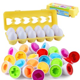 Taozoey Matching Eggs, 12 Pieces Easter Gifts Children, Montessori Eggs Toy, Easter Eggs Plastic, Colour and Shape Recognition, Sorter, Puzzle Skills, Educational Toy for Children