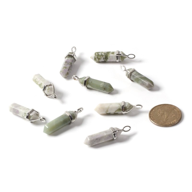 Natural Peace Jasper Gemstone Hexagonal Pointed Reiki Chakra Chain Necklace