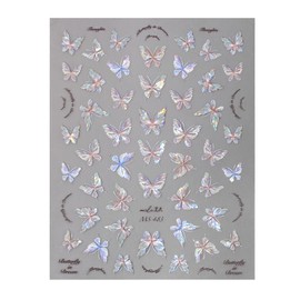 Glänzend Aurora Shell Schmetterling Nagelsticker Selbstklebend,Erleichterung Schmetterlinge Nail Sticker Rosa Laser Schmetterling Nagelaufkleber Für Frauen Nageldesign Zubehör Nagel Zubehör Nail Art