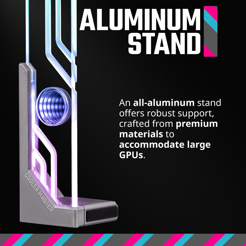 Cooler Master Atlas ARGB GPU Support Bracket, Aluminum Magnets Stand,