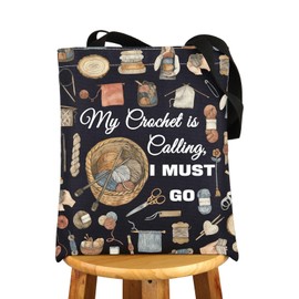 Crochet Tote Bag For Crochet Lovers Yarn Lover Bag Knitting Canvas Bag My Crochet Is Calling I Must Go Gifts (I Must Go uk)