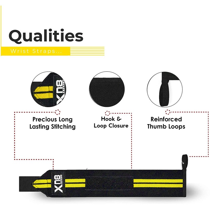 XN8 Weight Lifting Wrist Wraps With Thumb Loops Powerlifting Wrist