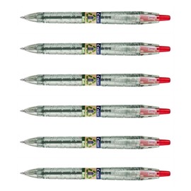 PILOT B2P Ecoball 10 Retractable Ballpoint Pen - Red (Pack of 6)