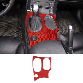 Moittellc Gear Shift Panel Trim Cover Sticker Compatible with Chevy Corvette C6 2005-2013, Soft Carbon Fiber Gear Shifter Console Anti-Scratch Frame Cover Accessories (Carbon Fiber-Red)