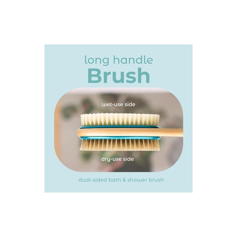 MainBasics Cepillo de ducha de doble cara con mango largo