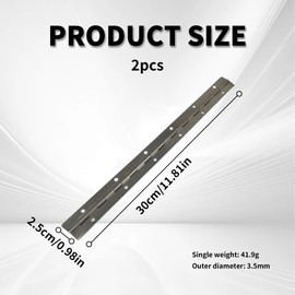 2 Pieces Piano Band Stainless Steel Hinge Bar Hinge Hinge Piano Hinge Bar Hinge with 24 Screws for Pianos Cabinet Doors Boat Slopes 300 x 25 x 0.6 mm