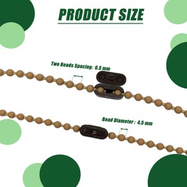 Antfly Plastic 10 Meters Blinds Beaded Chain Cord - Vertical Roman Roller Shade Blind Ball Chain Repair with 10 pcs Connector Clips Thickened Version (Brown)