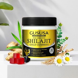 GUSUSA Pure Himalayan Shilajit Gold Gummies with Ginseng Extract – 100% Natural, Organic, Non-GMO, Lab-Tested, No Added Sugar, for Men & Women