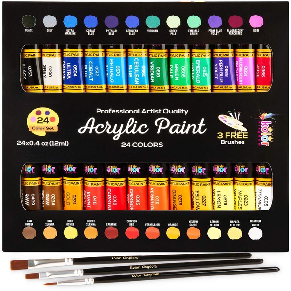 Acrylic Paint Set Canvas Art Paints 24 Colors Perfect Paint