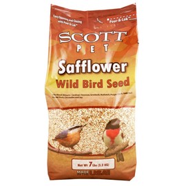 Scott Pet Wild Bird Seed, Safflower Seeds, 7 lbs Bag, No Mess, Feed, Great for All Feeder Types, High Protein Blend, Food for Outside Wild Birds