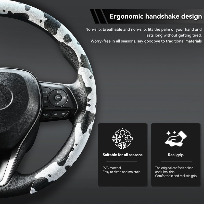 XUKEY Car Steering Wheel Cover Cow Print Pattern Interior Auto
