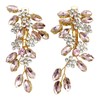 Bridal Side Hair Clips 2pcs Pink Rhinestone Gold Vine Hair