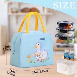 LHLZNB Kids' Small Insulated Lunch Bag - Open Cooler for Work, School, Picnic (Blue Duck)