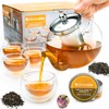 Kitchen Kite Glass Teapot Set with 4 Double Wall Teacups