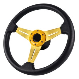 LOSCHEN Boat Steering Wheel Polyurethane Leather with 3/4" Axle Marine Steering Wheel Adapter for Marine Boats,Vessels,Yachts,Pontoons Boat-Yellow
