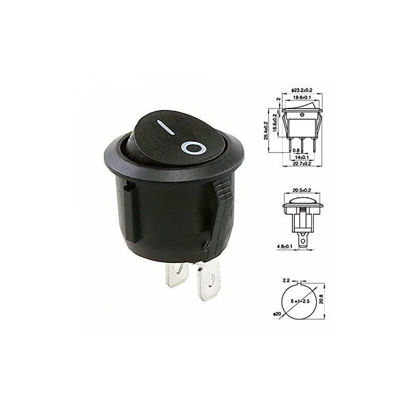 Rocker Switch Rocker Switch 2-Pin Round Red Black White On/Off