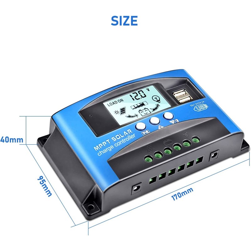 100A MPPT Solar Charge Controller 12v/24v Current Auto Focus MPPT