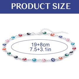 BIKPRST Beach Colourful Beads Anklet Silver Ankle Bracelets Beads Summer Beach Foot Jewellery Adjustable For Women And Girls