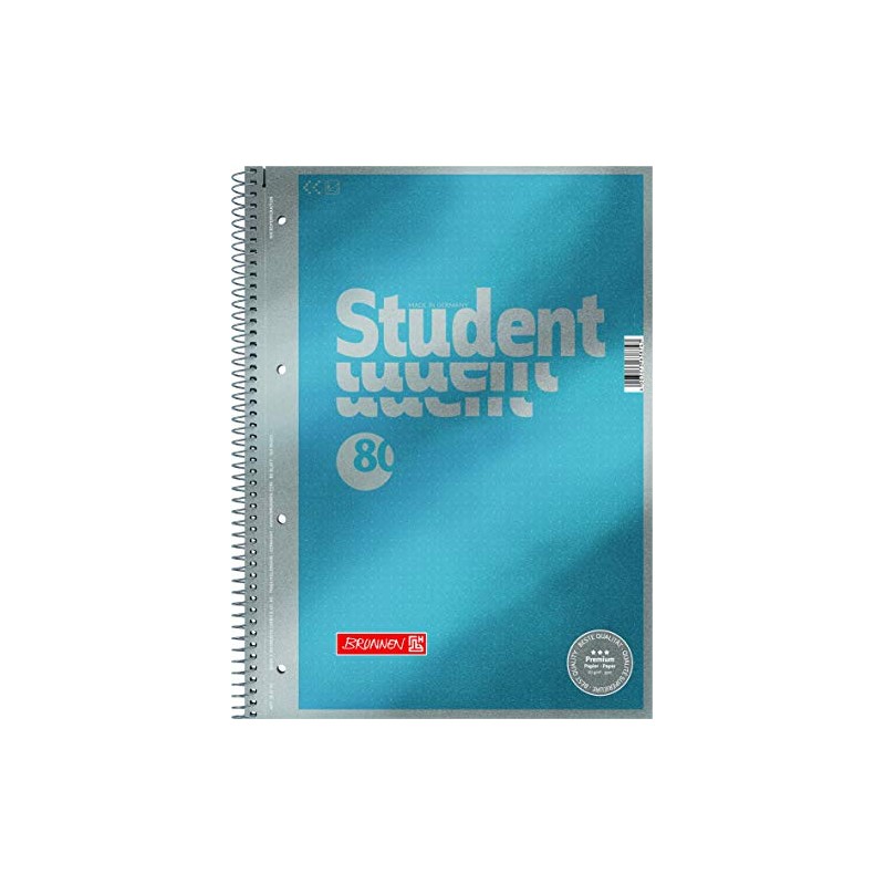 Brunnen 1067147 Notepad/Collegepad Dotted Premium Cover Sheet, 1 piece cyan-metallic