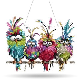 Diamond Painting Fensterbilder, Diamond Painting Anhänger, Vogel Deko Diamant Painting mit Kette, Frühling Hängedeko Fensterschmuck, Diamant Malerei Basteln für Tür, Wand und Garten