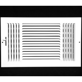 12"w X 8"h 3-Way AIR Supply Grille - Vent Cover & Diffuser - Flat Stamped Face - White [Outer Dimensions: 13.75"w X 9.75"h]