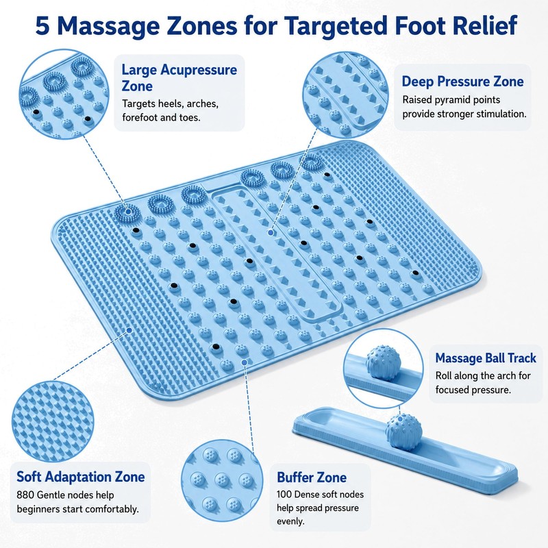 Soft TPR Extra Large Acupressure Foot Massage Mat With Removable