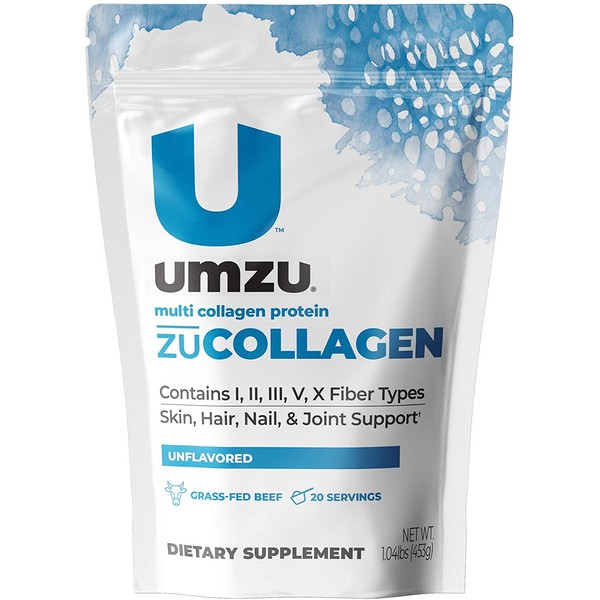 UMZU: zuCollagen Protein - Multi Collagen Protein Powder, Daily Supplement to Improve Skin, Hair, Joints, and Muscle Recovery - Non-GMO, Unflavored, 20 Servings