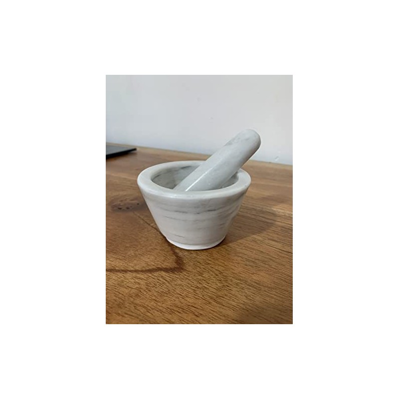 AIRAM HOME Mortero y Mano de Mármol Natural, 10cm de