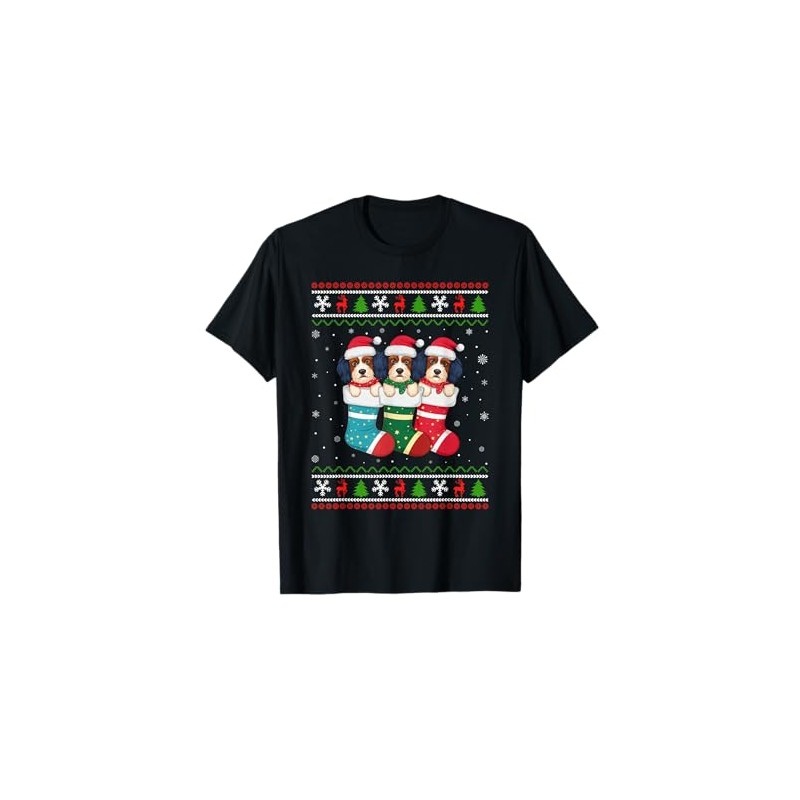 Ugly Xmas Sweater Havanese Dog In Christmas Socks T-Shirt