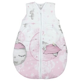 TupTam Baby all-season sleeping bag, sleeveless padded, colour: Moon with Elephant/Pink, Size: 80 - 86