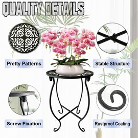 EKINIYAR Plant Stand Indoor Outdoor, 15" Tall Flower Pot Stand, Round Metal Corner Plant Stand for Flower Pot, Rustproof Flower Plant Rack Holder for Home, Garden, Patio, Plant Lovers 1 Count