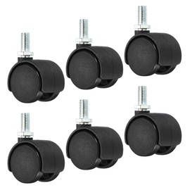 PATIKIL 1 Inch Swivel Casters, 6 Pack Nylon 360 Degree Threaded Swivel Stem Wheels Wire Shelving for Furniture Replacement, Black
