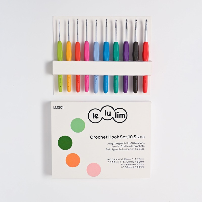lelulim™ Crochet Hook Set, 10 Sizes, B-2.25mm to J-6mm