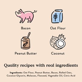 Bocce's Bakery Bac’n Nutty All-Natural Soft & Chewy Dog Treats – PB + Bacon Flavored Wheat-Free Everyday Dog Wellness Cookies – Made with Limited Real Ingredients and Baked in The USA (12 oz Bag)