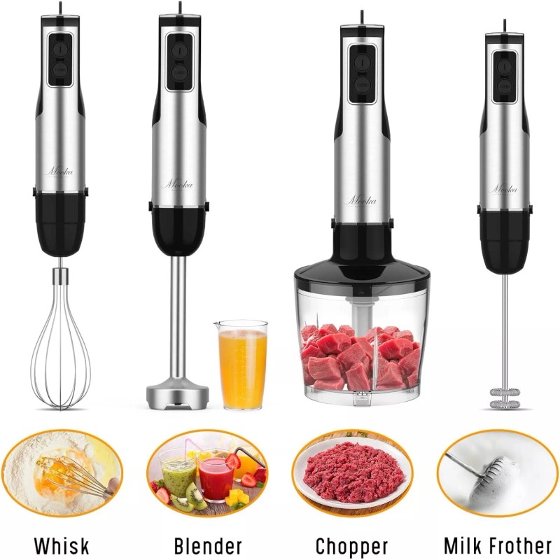 MOOKA 1100W 5-in-1 Immersion Hand Blender Handheld Stick Blender 12