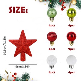 Christmas Baubles Pack of 30 Christmas Baubles Ornaments for Christmas, 5 cm Plastic Christmas Tree Baubles Set Christmas Tree Decoration Christmas Tree Decoration for Party, Home Decoration Red Green